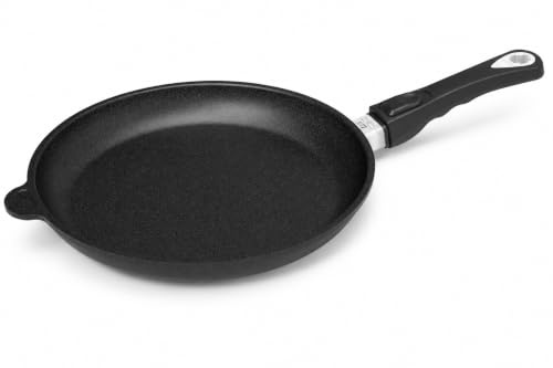 AMT Gastroguss Bratpfanne 28 cm Ø Schwenkpfanne 4 cm hoch, abnehmbarer Stiel, induktionsgeeignet, Lotan® Antihaft-Veredelung, Gusspfanne (Aluguss), AMZN-I-428-Z20B