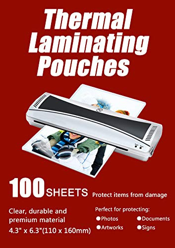 Halcent Thermo-Laminierbeutel, 3 mil Thermo-Laminierfolien, Bögen für versiegelte Fotokarten-Dokumente, Hochglanz-Laminatbeutel, 100 Stück 4.3 X 6.3