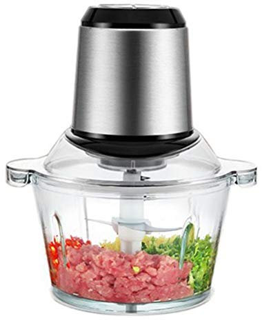 CTEGOOD Hachoir Électrique Multifonction Hachoir Viande 4 Lames en INOX 2L Bol en Verre Mini Processeur Aliments pour Viande, Légumes,Fruits Oignon et Noix