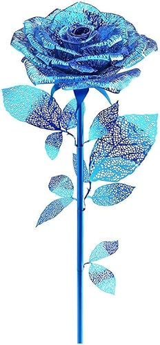 Piececool 3D Puzzle Metall Rose Modell, 3D Metall Puzzle Blumenzweige Pflanzen für 340 Edelstahl, Ganzes Metall, 1:1 Wiederherstellen, Geburtstagsgeschenk, Modellbausatz Erwachsene, 15 Teile (Blau)