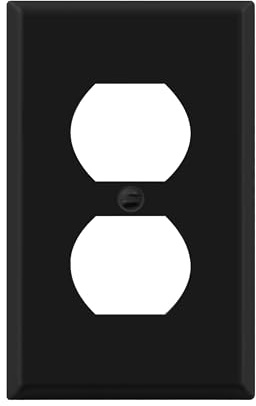 ENERLITES Duplex Receptacle Metal Wall Plate, Outlet Cover, Corrosion Resistant, Standard Size 1-Gang 4.50 x 2.76, Powder Coated Stamped Steel, 7721-BM, Black Matte