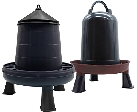 FINCA CASAREJO Pack Hühnerfütterung + Hühnertränke - Recycelter Kunststoff - 8kg Trichter mit Beinen + 10L Tränke mit Beinen