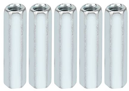 5Pcs M6 Long Écrou de Tige, Écrous D'accouplement Hexagonaux en Acier au Carbone Écrou à Manchon Hexagonal Entretoise Fixations Filetées Surface Galvanisée (M6X40)