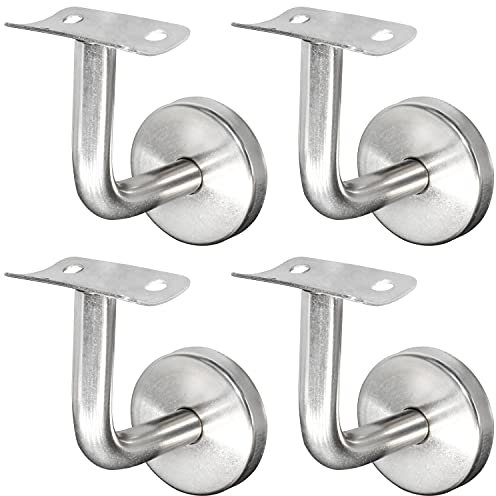 ZUZGO Handlaufhalter Edelstahl Handlaufträger Handlauf Befestigung für Treppengeländer Wandhalter Holz mit Abdeckrosette (4 STK)