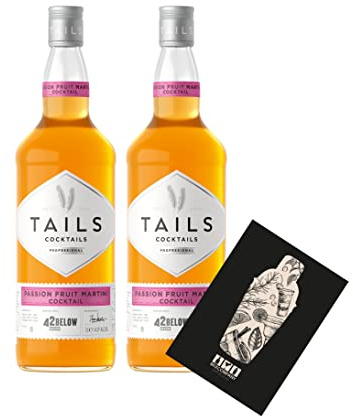Tails Cocktails 2er Set Pornstar Martini 2x 1L (14,9% Vol) Fertig Cocktail Ready to Drink mit Mixcompany Grußkarte - [Enthält Sulfite]