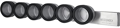 MEISTERKOCH Gewürzdosen-Set 6-teilig aus Edelstahl, 6 Gewürzdosen mit Glasdeckel und Ausschüttöffnung, Ø 6,5 cm