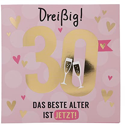 Depesche 11515-035 Zahlenkarte zum 30. Geburtstag mit Musik, veredelte Klappkarte mit originellem Innentext, inkl. Umschlag, Format 15,5 x 15,5 cm
