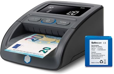 Safescan 155-SX Automatischer und tragbarer Falschgelddetektor zur schnellen Überprüfung von Banknoten - Falschgelddetektor mit 7 Erkennungspunkten - 100% zuverlässiger Falschgelddetektor