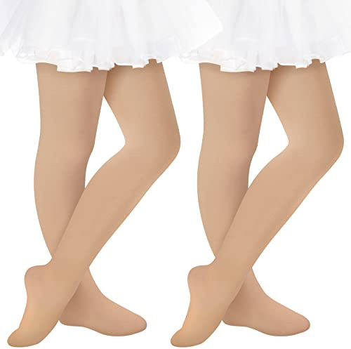 Sarfel Confezione da 2 collant per bambine da danza e balletto, ultra morbidi, calze per bambini, calze per Halloween, Nudo & Nudo, 3-6 anni