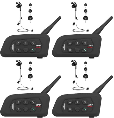 GaiRen Referee Communication System Sets, V4C Plus Referee Headsets with USB C Interface Right Earpiece for Volleyball Official Football Coach Crews Soccer Handball (4 Pack)