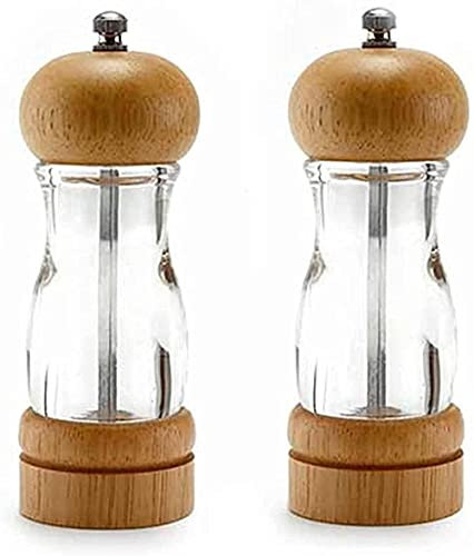 TONZN Mill Adjustable Manual Chili Mill Oak Acrylic Bottle Spice Salt Mill Salt and Pepper Mills