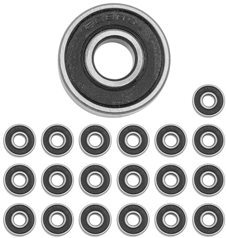 20 Pcs NUZAMAS 608-2RS Ball Bearing Skateboard Bearings Double Rubber Sealed Miniature Deep Groove Ball Bearins Skateboards, Inline Skates, Scooter 8 x 22 x 7mm