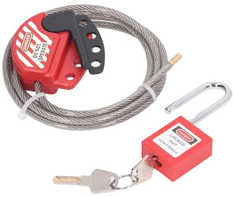 Cable de Acero Inoxidable Ajustable 38mm con Candado Industrial Resistente para Ambientes Inflamables Química y Energía Incluye 2 Llaves de Seguridad