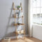 [en.casa] Leiterregal Göinge Bücherregal mit 4 Ablagen Wohnzimmer Bambus Dekoleiter Treppenregal Standregal schräg 176 x 44 cm Anlehnregal