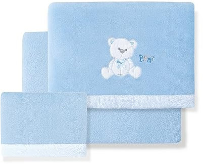 Juego de Sábanas para Minicuna de CORALINA Oso Lazo en azul · Sábanas de Invierno para bebés