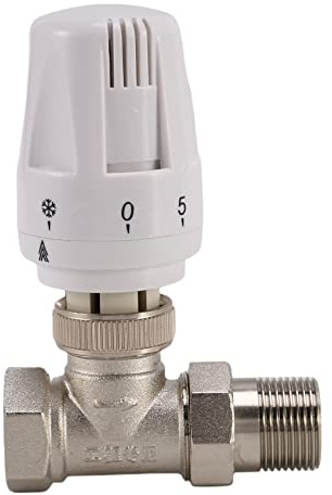 Louttary Thermostatisches Heizkörperventil aus Messing, 3/4 Zoll, Typ gerade, DN20, automatische Temperaturregelung, Fußbodenheizung