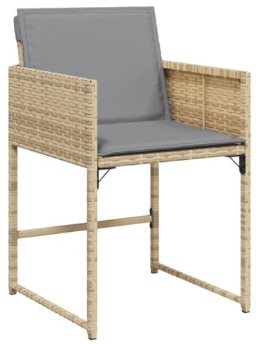 vidaXL Gartenstuhl mit Kissen 4 STK., Sessel für den Außenbereich, Gartensessel mit pulverbeschichtetem Stahlrahmen, Terrassensessel Outdoor Stuhl, Beigemischung Poly Rattan