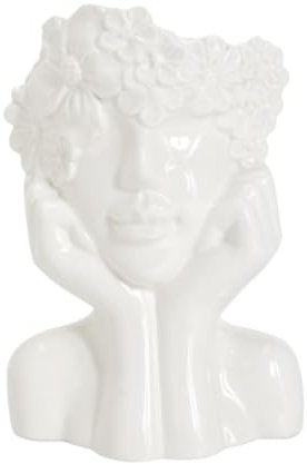 OUYUE Vase Weiße Keramik-Gesichtsvase, Weibliche Form, Kopf, Halber Körper, Büste, Vasen, Feministischer Minimalismus, Dekorativ Blumenvasen