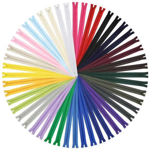 DOITEM 30cm Nylon-Reißverschlüsse zum Nähen und Basteln | 24 Farben 48 Stück Reißverschlüsse (Mehrfarbig, 30cm)