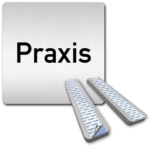 Türschilder24 XXL Schild - Türschild • 125 x 125 mm • Praxis Arztpraxis • 1,5 mm Aluminium Vollmaterial • 100% Made in Germany (Praxis + Abstandshalter)