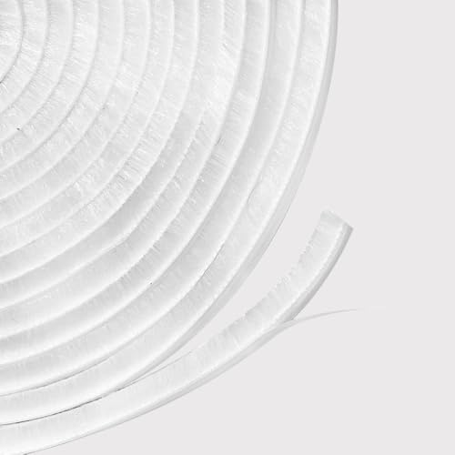MARICATO Bürstendichtung Selbstklebend 9 mm (B) x 5 mm(D) x 12 M(L), Bürstendichtung Rolladen für Fenster, Schiebetüren, Türbürstendichtung Dichtungsband Insektenschutz für Garderobe Tür - Weiß