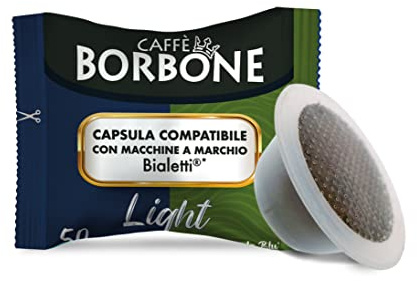 Caffè Borbone Mélange Light, 50% moins de caféine que le Mélange Bleu - 50 Capsules - Compatibles avec les machines à café de la marque Bialetti®*