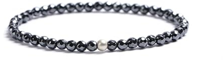 Kim Johanson® Damen Perlenarmband mit echten Natursteinen und 925 Silber Perle I Naturstein Armband mit 4mm Edelstein Perlen I Elastisches Kugelarmband I Wasserfest