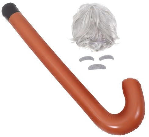HONMEET 1satz Halloween Cosplay Kit Vintage Professor Kostüm Mit Perücke Und Aufblasbarem Gehstock Für Halloween Und Kostümpartys