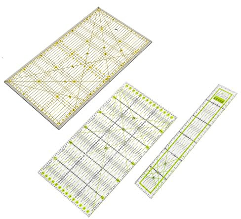 Hugwish 1pcs Schneiderlineal 15x30cm, Schneidelineal, Patchwork Lineal, Nähzubehör Lineal, Lineal Nähen, Schneider Lineal, Quilt Lineal Mit Raster Und Winkelanzeige (transparent, 15 x 30 cm TYPE-B)