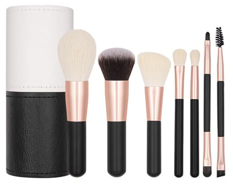 Makeupborstset – resesminkborstar med resefodral, bärbar liten mjuk borst sminkborstar för barn flickor kvinnor resor