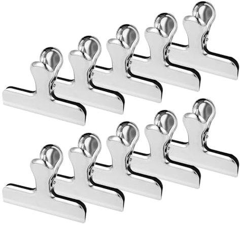 10 PCS Acier Inoxydable Clips Pince de fermeture pour sacs alimentaires et sacs Emballage alimentaire pour fermer et garder frais (77 mm)