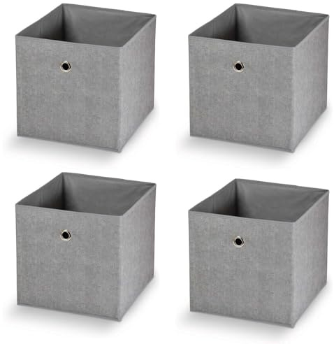 HAC24 4x Faltbare Aufbewahrungsbox Polypropylen Grau 32x32x32 cm Faltbox Faltkiste Organizer Box Kiste Korb