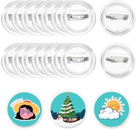 sourcing map 25Pcs Blank Buttons Pin Button Maker Badges Sewing Acrylic Clear 1 inch for DIY Crafts Photo, Pin on Clothes, Hats, Bags, Circle Buttons