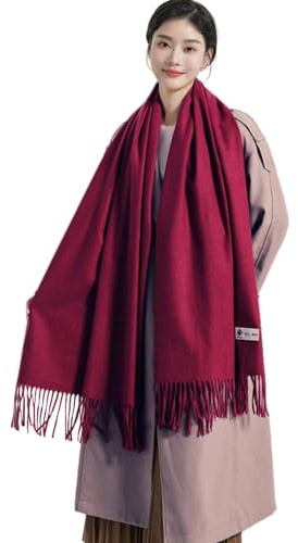 CMZYBBD Schal Wollschal Für Damen – Dicker Kaschmir Für Herbst Und Winter, Vielseitiger Schal, Roter Schal Mit Doppeltem Verwendungszweck Als Wärmendes Geschenk Für Damen-rot-200 * 70 cm