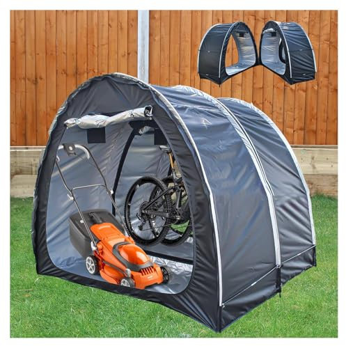 Abri de rangement d'extérieur pour meubles de terrasse, vélos et motos, abri de jardin en plastique durable, facile à assembler, noir, 2 abris combinés