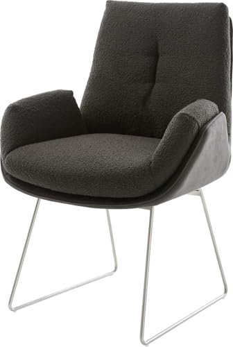 Polsterstuhl Clea-Flex Kufengestell Edelstahl Materialmix Schwarz