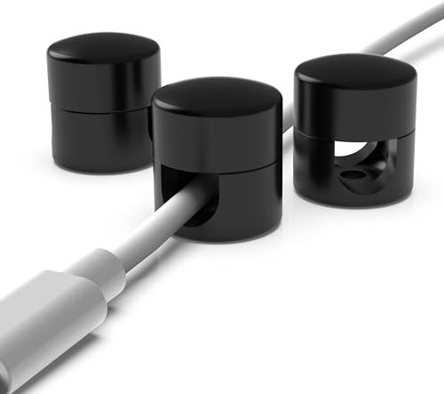 Auiremrti Set di fermacavi autoadesivi neri opachi con viti, fissaggio per cavi per scrivania e parete, pratico organizer per cavi di ricarica