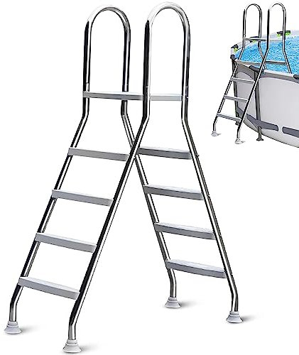KLYDBMYT Escalera de Piscina Resistente, Escalera de Acero Inoxidable para Piscina elevada, escalones de 52 Pulgadas duraderos para Piscina de Patio Trasero