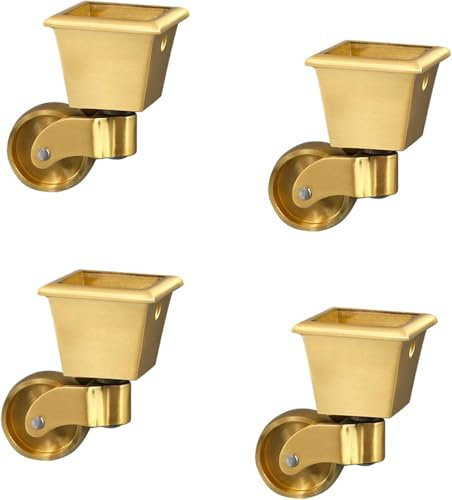 ZHENCHAO Ruedas giratorias de latón Macizo de 32 mm con Copa Cuadrada, Ruedas universales para Muebles, Ruedas giratorias de 360°, Estilo Antiguo Vintage, Capacidad de Carga de 150 kg, adec