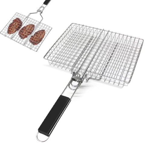 Cesta de barbacoa para verduras, accesorios para barbacoa, accesorios para barbacoa de verduras, cesta para barbacoa con mango fijo, excelente experiencia de barbacoa, espaciosa cesta para barbacoa