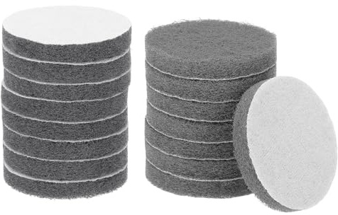 sourcing map 16pcs Scrubber Scouring Pads 1200 Grits 3 Inch Drill Power Brush Hoop and Loop Surface Conditioning Disc Drill Scuffing Disc Scrub Pads for Home Kitchen Cleaning, Light Gray