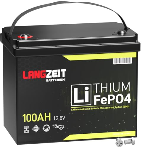 LANGZEIT LiFePO4 12v 100Ah batteria litio solare camper caravan