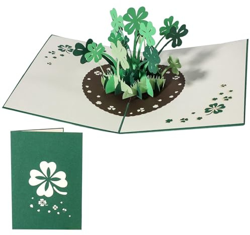 Pop Up 3d Grußkarten Karte Glücksklee Klapp,Popup Geburtstag,Gute Besserung,Genesungskarte,Glück Pop-Up Geburtstags-Karte Viel Geburtstagskarte Handgemachte,GlüCkwunschkarte für Neujahr,Danke Alles