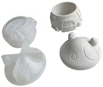UNTERING Moldes de silicona con tapa, diseño de setas, tarro de resina, cemento, cemento, para manualidades, resina epoxi