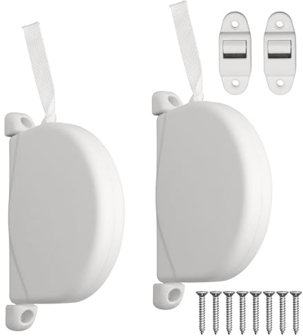 VEGCOO 2 Pcs Enrouleur Volet Roulant avec Sangle, Sangle Volet Roulant Blanc Pivotant à 180° de Sangle 14 mm x 5 m avec 2 Guides et 8 Vis