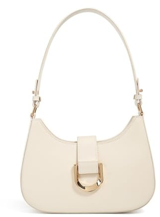 Borsa a tracolla in vera pelle - Borse a mezzaluna da donna - Borsa a tracolla retrò - Borsa a tracolla ascellare Hobo - Tracolla rimovibile, bianco, Small
