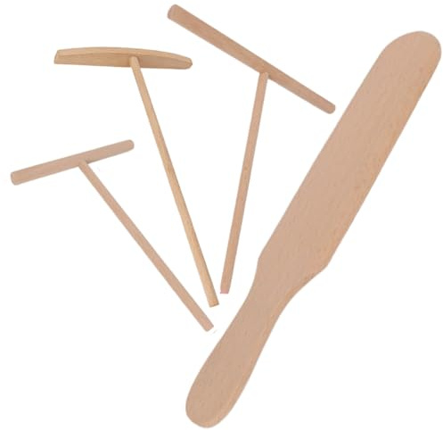 Crepes Spargitore, 4 pezzi, Strumento in Legno Naturale a Forma di T Utensile in Legno Utensile per Crepes Pancake Maker, 4,7/7,1/9,4 pollici