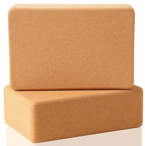 Yogablöcke Kork 2er Set - Yoga Block aus natürlichem Kork - Yogaklotz für Fitness Pilates Stretching und Meditation - Jogablock Hilfmittel für Regeneration, Rücken, Dehnübungen, Blockaden Training