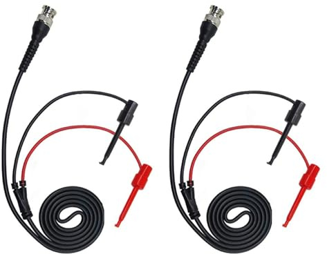 ZYWUOY 2 PCS BNC Leads, 120cm Coaxial Cables with Dual Hook Clips for Oscilloscope, Lab and School Testing Work
