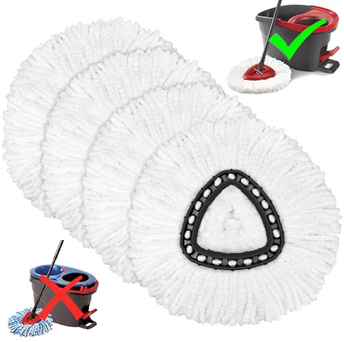 4 Stück Wischmopp Ersatzköpfe Kompatibel mit Vileda Turbo, Mikrofaser Wischmob Ersatzmop Moppköpfe für Bodenwischer und EasyWring&Clean Mopp
